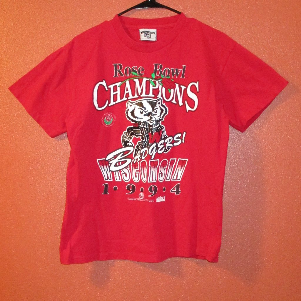 Ncaa Badgers Rose Bowl 1994 Championship Woman Medium Red Black Shirt